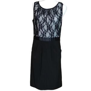 Maurices Womens Size 11 - 12 Black & White Lace Shift Dress Pockets Sleeveless